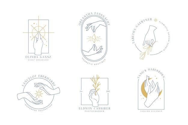 Colección de logos de manos minimalistas