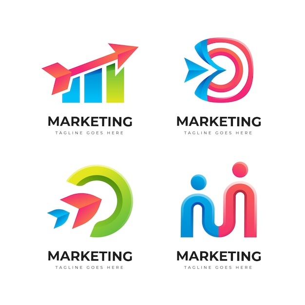 Vector gratuito colección de logos de marketing degradado