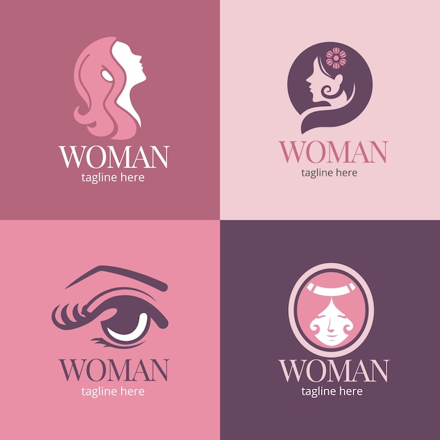 Vector gratuito colección de logos de mujer plana