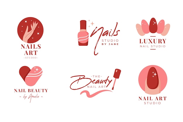 Colección de logos de nail art studio