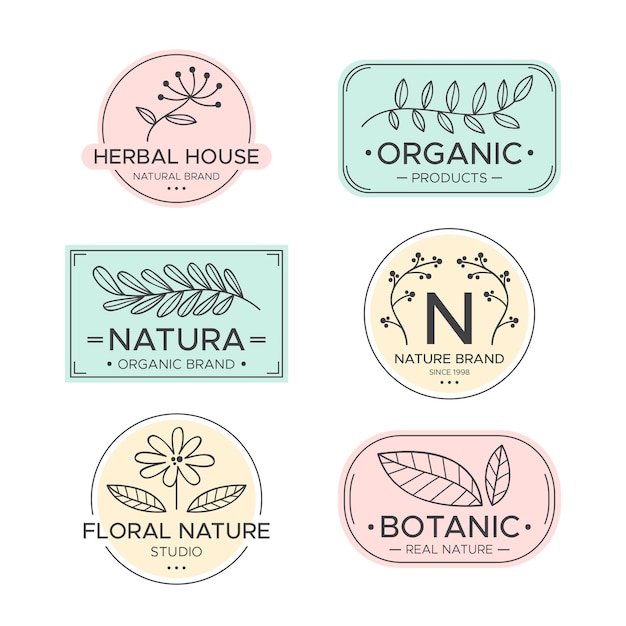 Colección de logos de negocios naturales estilo minimalista