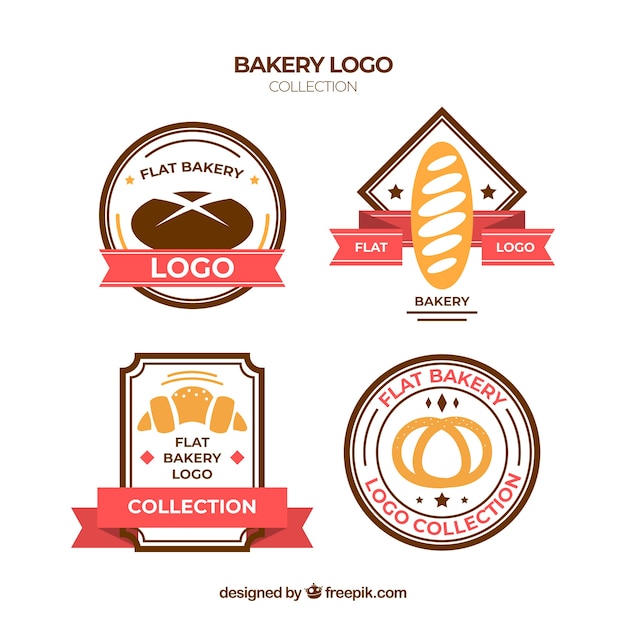 Colección de logos de panadería en estilo plano