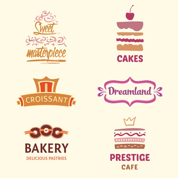 Vector gratuito colección de logos de pastelería