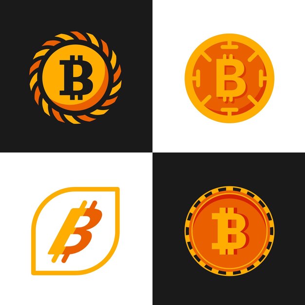 Colección de logos planos de bitcoin