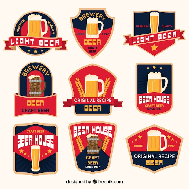 Vector gratuito colección de logos planos de cerveza