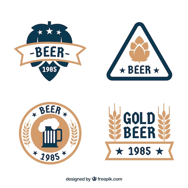 Colección de logos planos de cerveza