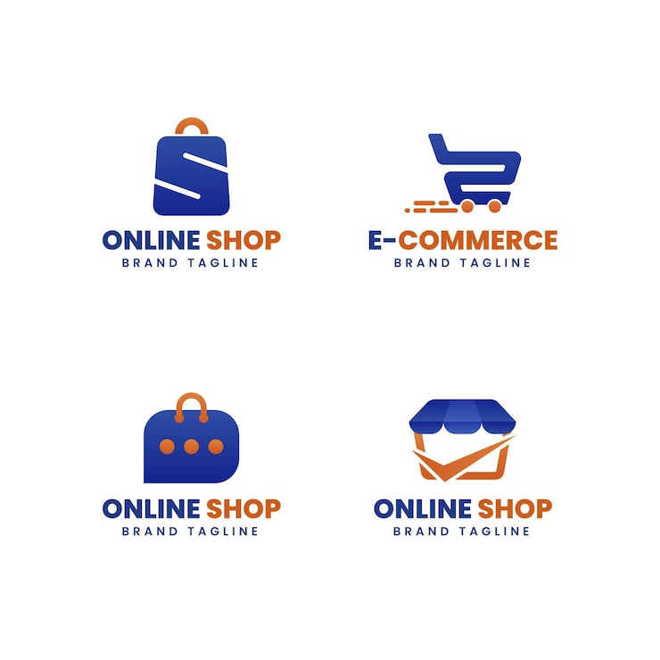 Vector gratuito colección de logos planos de comercio electrónico