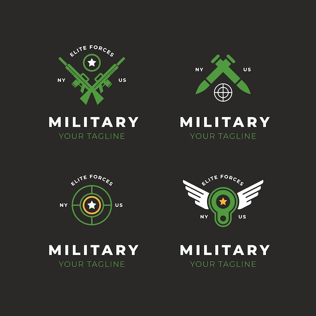 Vector gratuito colección de logos planos del ejército