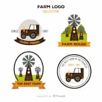 Vector gratuito colección logos planos de granja marrones