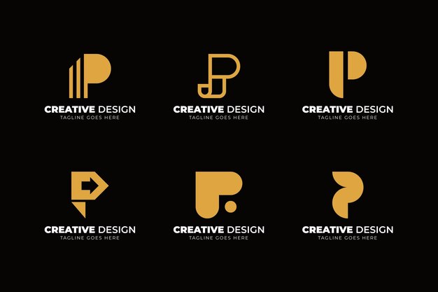 Colección de logos planos p