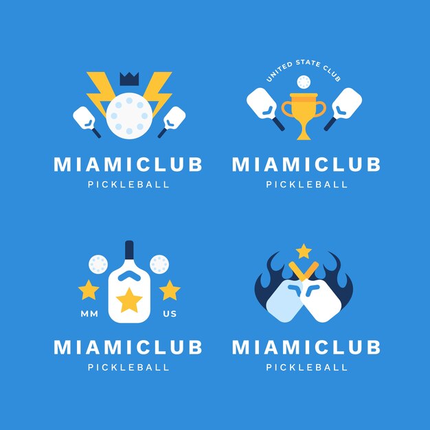 Colección de logos planos para pickleball