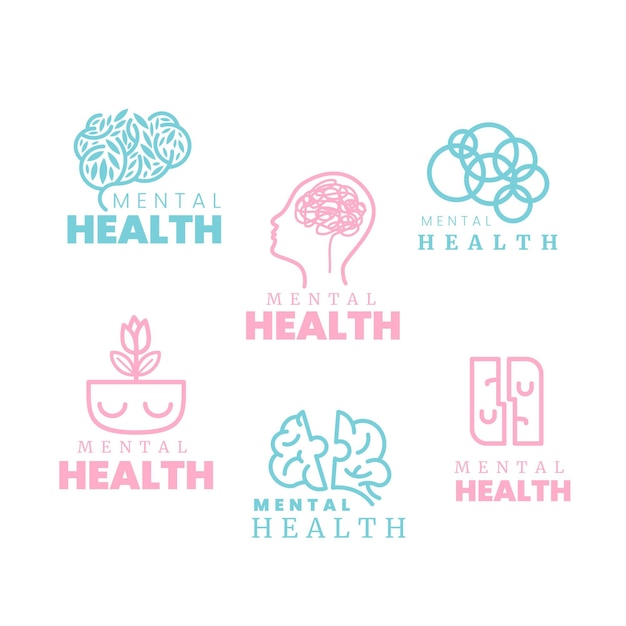 Colección de logos planos de salud mental