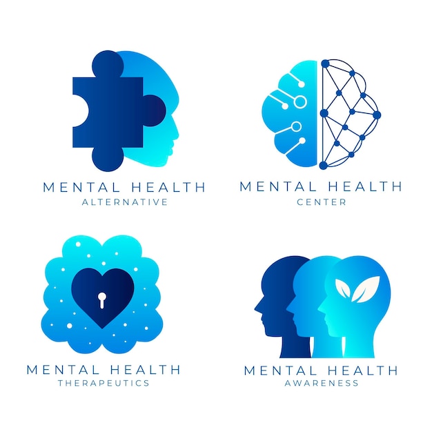 Vector gratuito colección de logos planos de salud mental