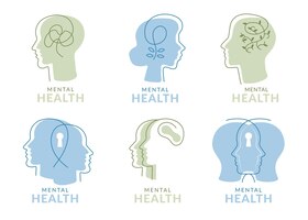 Vector gratuito colección de logos planos de salud mental