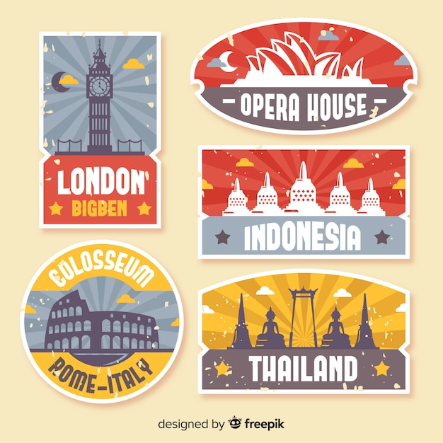 Colección logos planos vintage de viaje