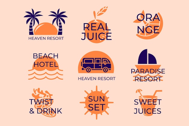 Colección de logos de playa de verano minimalista