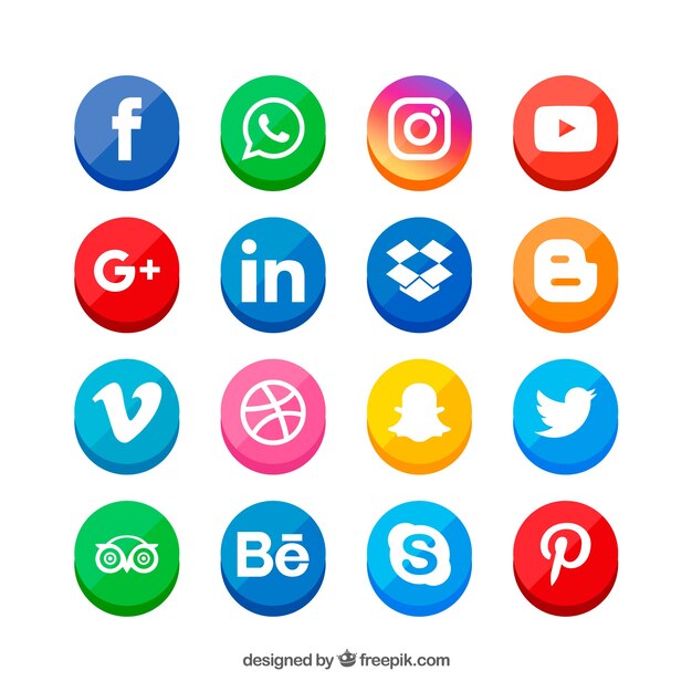 Colección de logos de redes sociales en estilo plano
