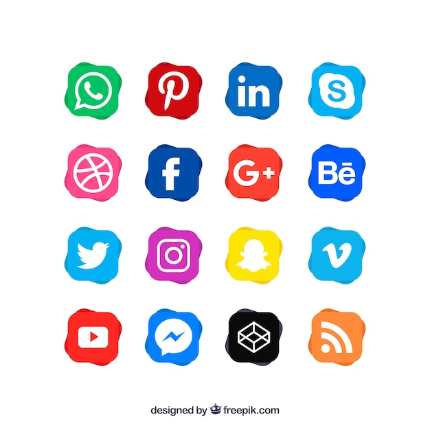 Vector gratuito colección de logos de redes sociales en estilo plano