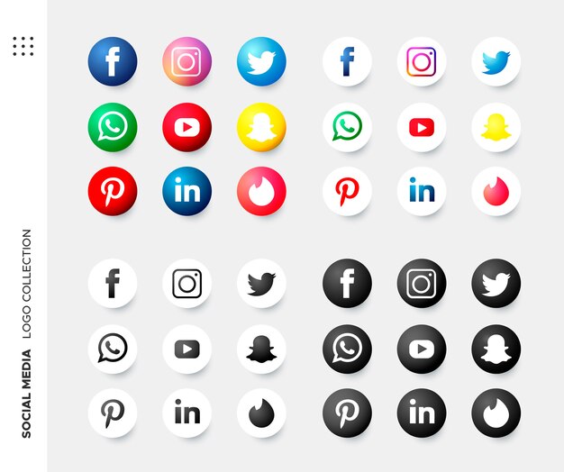 Colección de logos en redes sociales.