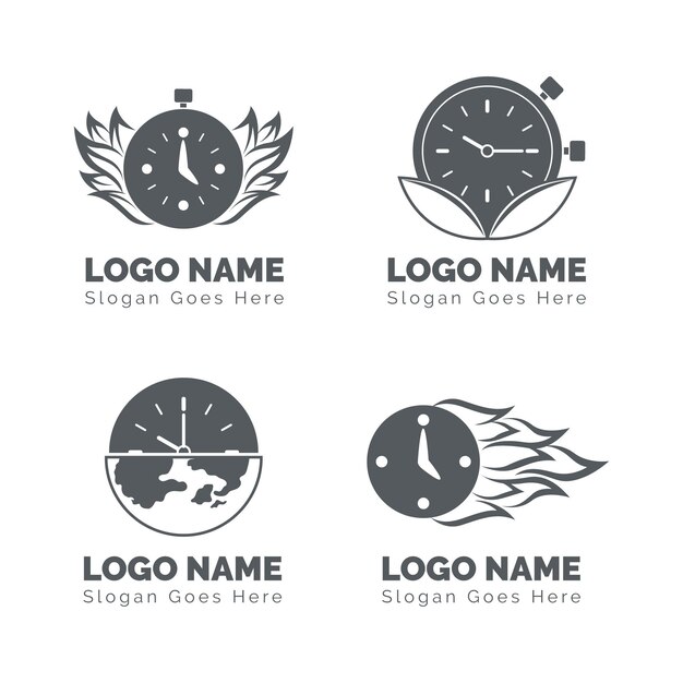 Colección de logos de relojes planos