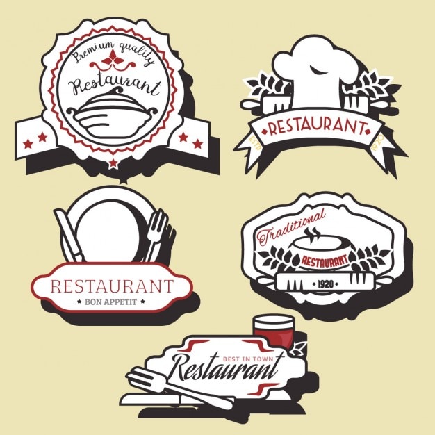 Vector gratuito colección de logos de restaurante dibujados a mano 