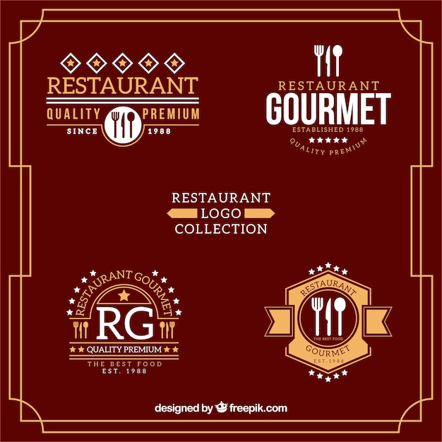 Vector gratuito colección de logos de restaurante en diseño plano