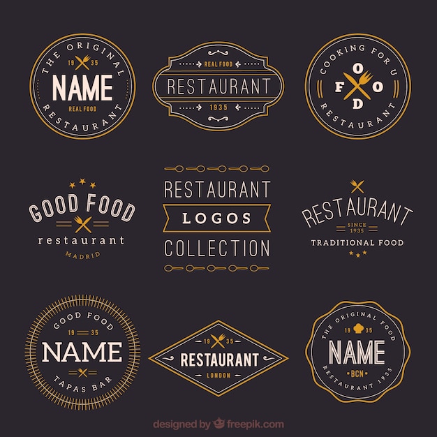 Colección de logos de restaurante retro