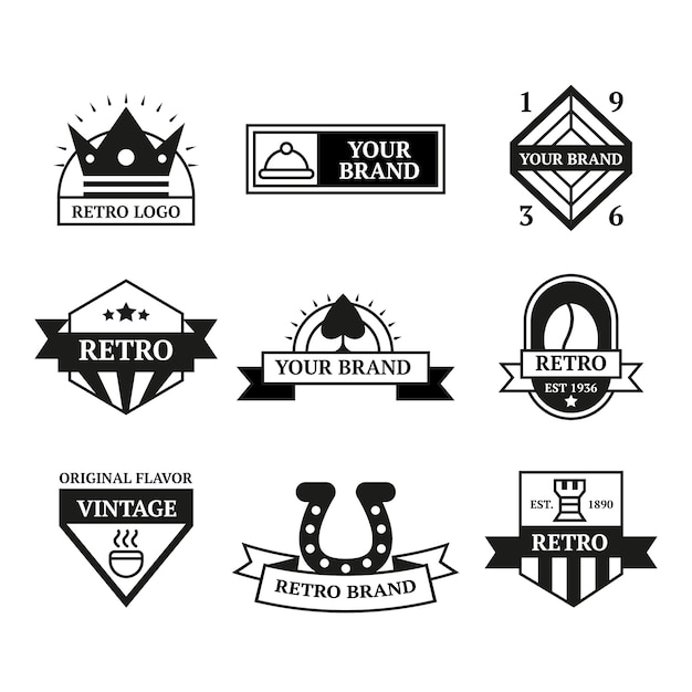 Vector gratuito colección de logos retro diferentes
