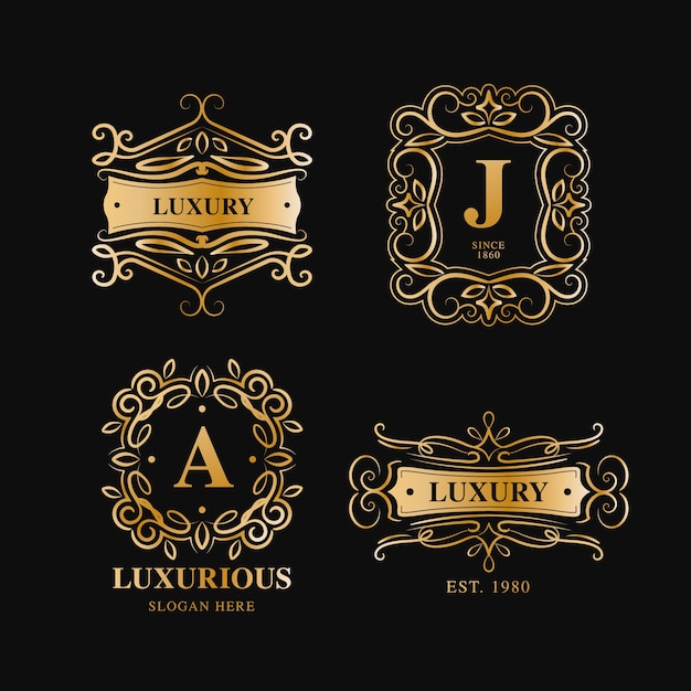 Colección de logos retro de lujo
