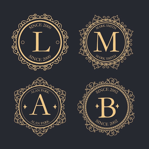 Colección de logos retro de lujo