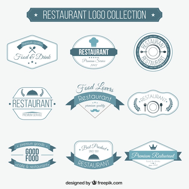 Vector gratuito colección de logos retro de restaurante