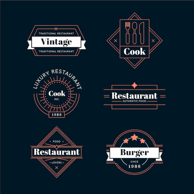 Vector gratuito colección de logos retro de restaurante