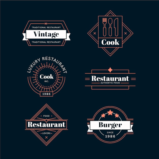 Colección de logos retro de restaurante
