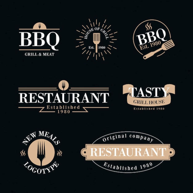 Vector gratuito colección de logos retro de restaurante