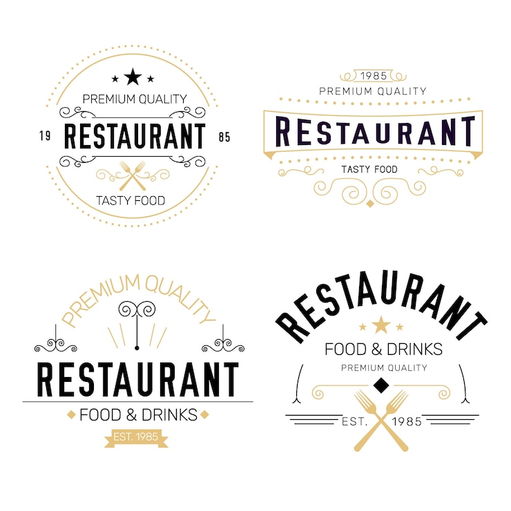 Vector gratuito colección de logos retro de restaurante