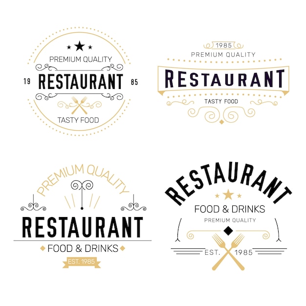 Colección de logos retro de restaurante