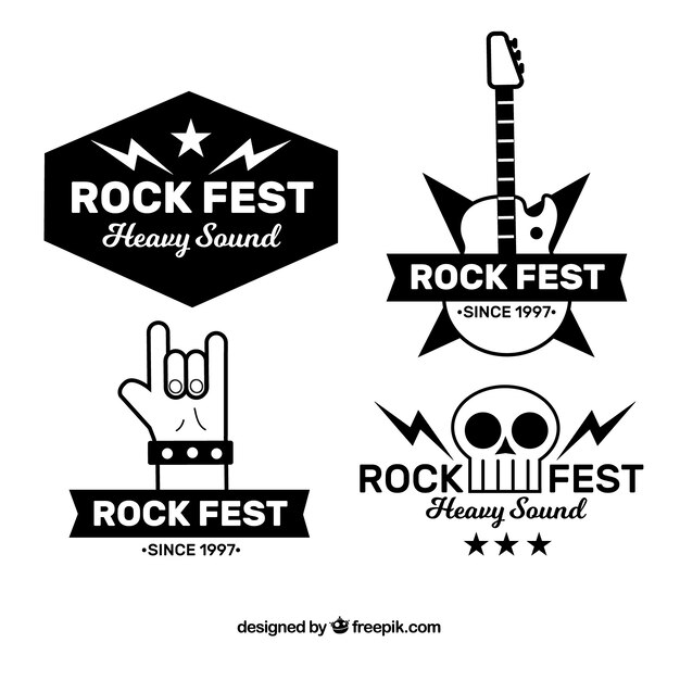 Colección de logos de rock con diseño plano