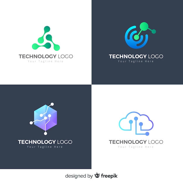 Colección logos tecnológicos estilo degradado