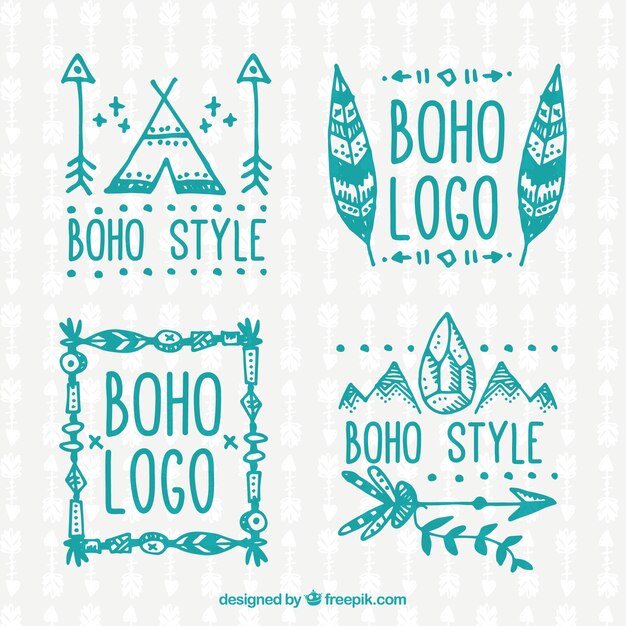 Colección de logos turquesas de estilo boho