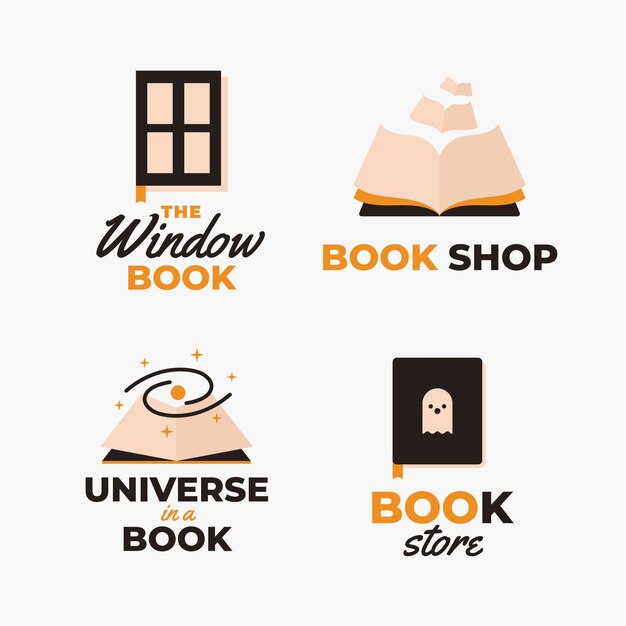 Colección de logos de universo de libro plano