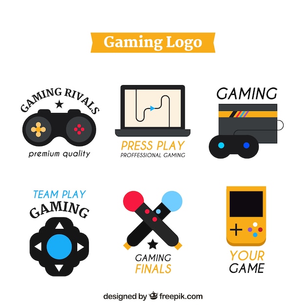 Vector gratuito colección de logos de videojuego con diseño plano