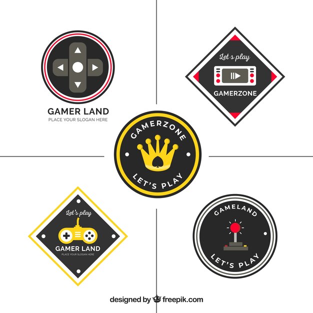 Colección de logos de videojuegos con diseño plano