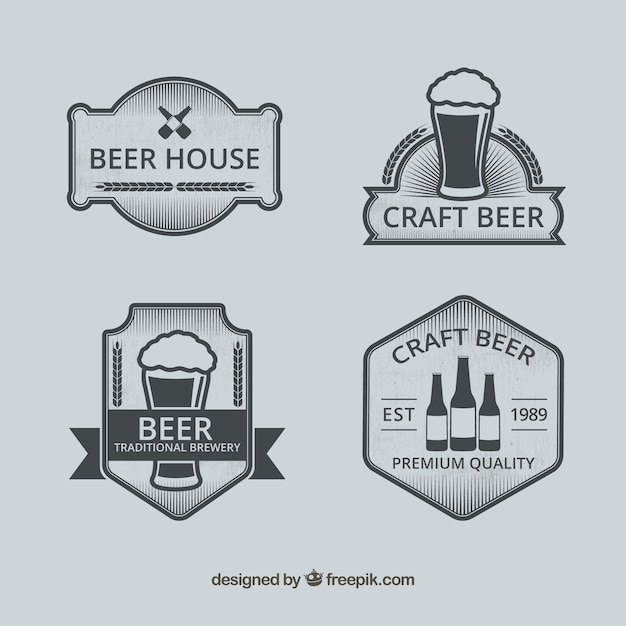 Vector gratuito colección de logos vintage de cerveza