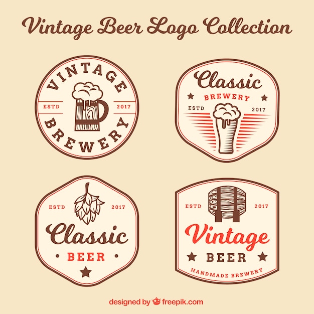 Vector gratuito colección de logos vintage de cerveza