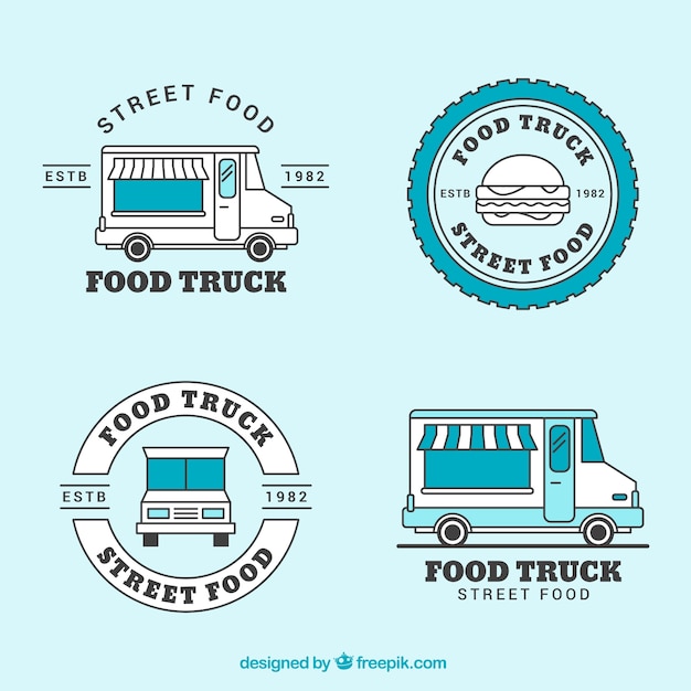 Colección de logos vintage de food truck vector gratuito