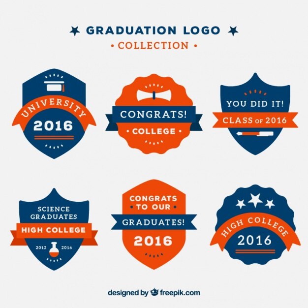 Colección de logos vintage de graduación 