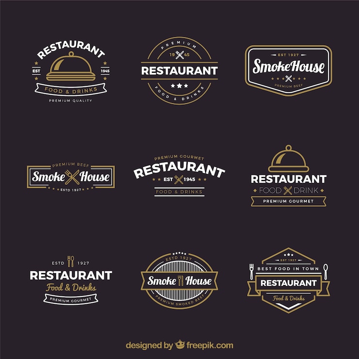 Vector gratuito colección de logos vintage de restaurante