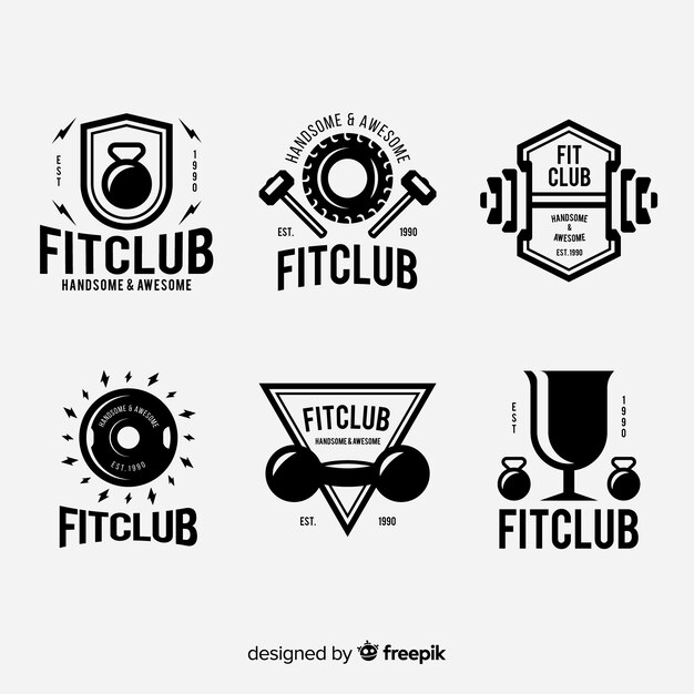 Colección de logotipo de crossfit de estilo plano