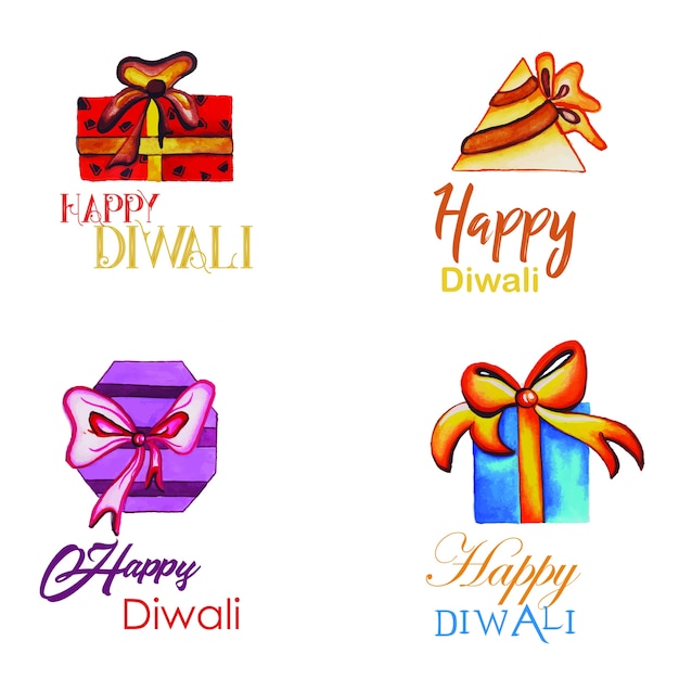 Colección del logotipo de diwali de la acuarela