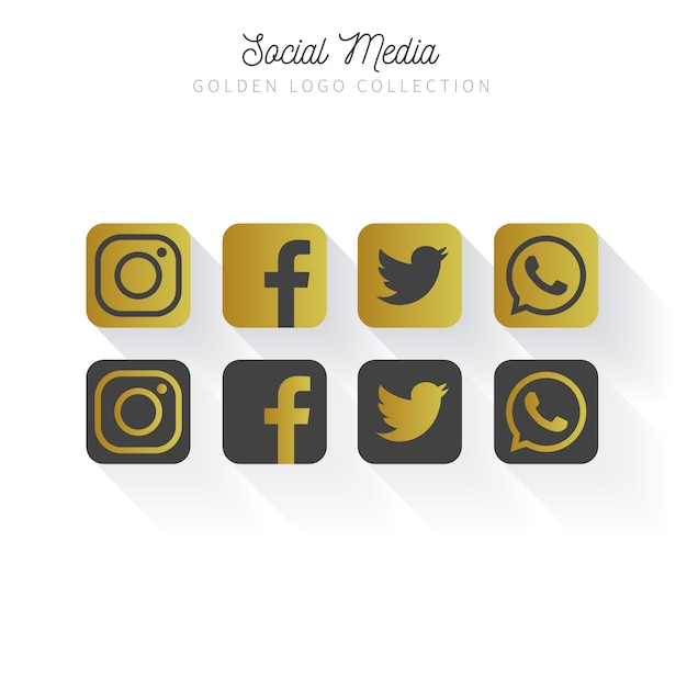 Vector gratuito colección de logotipo golden social media